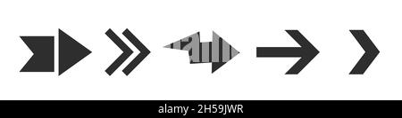 Frecce nere Imposta icone. Collezione di frecce. Frecce semplici e moderne. Foto Stock