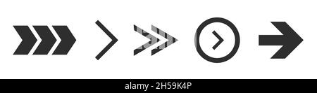 Frecce nere Imposta icone. Collezione di frecce. Frecce semplici e moderne. Foto Stock