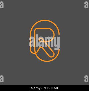 Semplice e lussuosa lettera rc, cr con sottile vettore geometrico Illustrazione Vettoriale