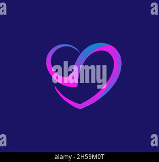 Colorful lettera S forma del cuore modello del logo vettore di scorta, segno di cuore disegnato a mano per decorazione della pagina e illustrazione di disegno Illustrazione Vettoriale