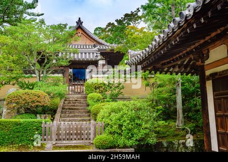 Sala Miedo che ospita una statua in legno del monaco Ganjin nel tempio di Toshodaiji. Foto Stock