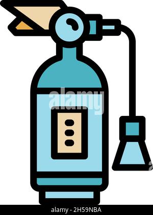 Icona estintore. Profilo estintore vettore icona colore piatto isolato Illustrazione Vettoriale