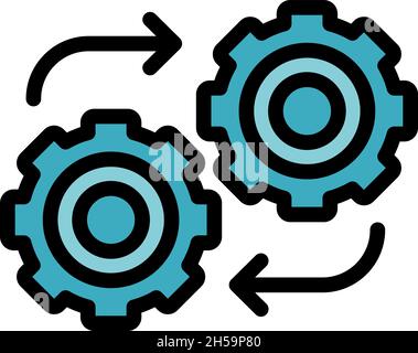 Icona della ruota dentata di adattamento. Adattamento profilo ruota dentata vettore icona colore piatto isolato Illustrazione Vettoriale