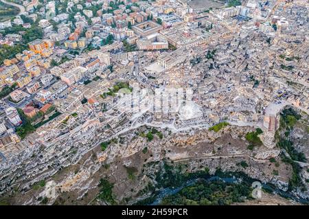 Matera in Italien aus der Luft | Città Italiana Matera dall'alto Foto Stock