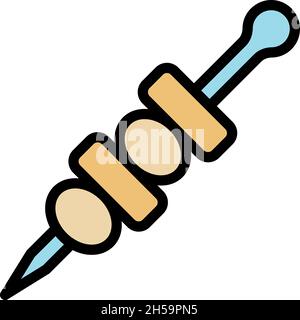 Icona stuzzicadenti. Contorno cibo dentifricio vettore icona colore piatto isolato Illustrazione Vettoriale