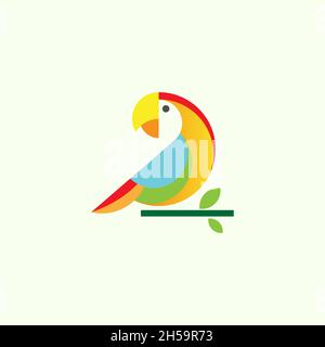 logo parrot bird, con un concetto di forma semplice e minimalista. Illustrazione Vettoriale