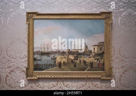 Un dipinto ad olio intitolato ingresso al Canal Grande dal Molo, Venezia dell'artista italiano Canaletto. Alla National Gallery of Art di Washington Foto Stock