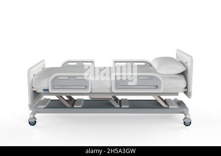 3d rendering letto elettrico ospedale isolato su sfondo bianco Foto Stock