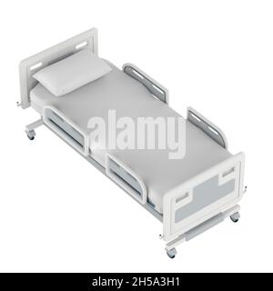 3d rendering letto elettrico ospedale isolato su sfondo bianco Foto Stock