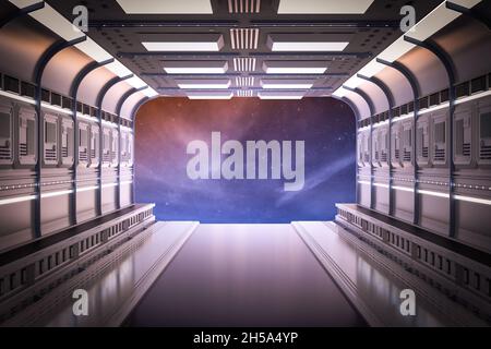 spazio di rendering 3d shuttle interno o spazio cabina astronave all'interno Foto Stock