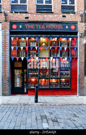 L'esterno del negozio Tea House, Neal Street, Covent Garden, Londra, Regno Unito Foto Stock