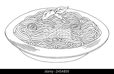 Pasta grafica bianco nero isolato disegno vettore Illustrazione Vettoriale