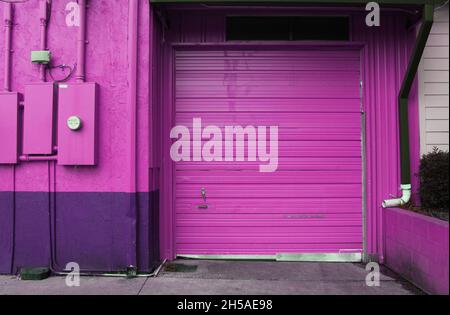 Porta garage sul magazzino e porta regolare sfondo industriale Foto Stock