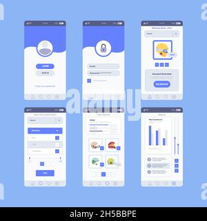 interfaccia utente e-commerce. Il modello Web delle app del negozio di vendita al dettaglio digitale per smartphone ha un design vettoriale indefinito Illustrazione Vettoriale