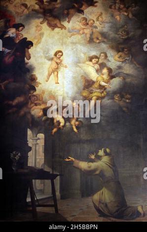 Cappella di San Antonio, visione di San Antonio del pittore Bartolomé Esteban Murillo (1617 - 1682) pittore barocco spagnolo. Spagna Siviglia Foto Stock