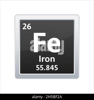 Simbolo del ferro. Elemento chimico della tabella periodica. Illustrazione dello stock vettoriale. Illustrazione Vettoriale