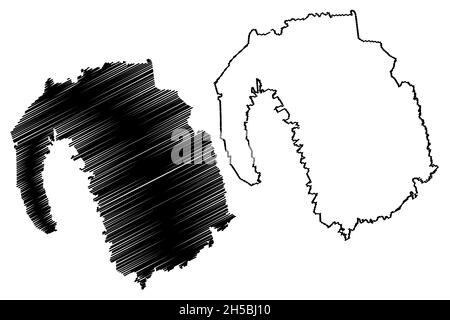 Distretto di Tripura del sud (stato di Tripura, Repubblica dell'India) illustrazione del vettore della mappa, abbozzare la mappa di Tripura del sud Illustrazione Vettoriale