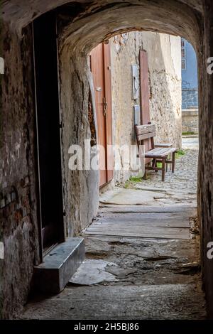 Città Trebic, sito UNESCO, (più antico Medioevo insediamento della comunità ebrea in Europa Centrale), Moravia Repubblica Ceca Foto Stock