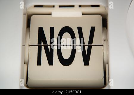 Nov è l'abbreviazione di novembre su un calendario Foto Stock