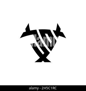 LETTERA del logo JO Monogram con schermo triangolare e design a forma di cerchio su sfondo isolato. Logo a triangolo monogramma, logo a schermo monogramma, trian Illustrazione Vettoriale
