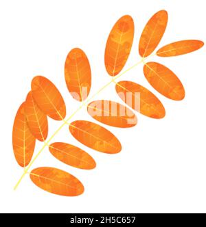 Foglia autunnale appassita. Foglia di colore arancione e rosso con trama blot Illustrazione Vettoriale