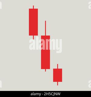 Simboli bearish candelabro, mostrando verso il basso tendenza, illustrazione vettoriale per comprare o vendere sul mercato azionario, illustrazione vettoriale minimalista piatta Illustrazione Vettoriale