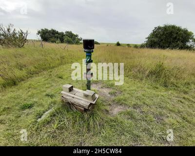 Pompa a mano per acqua potabile e acque sotterranee che pompano su un'isola del Mare del Nord, Germania, bassa Sassonia, Mellum Foto Stock