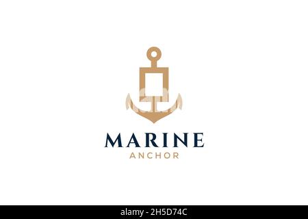 Lettera o monogramma, logotipo di Anchor. Logo dello yacht club, marittimo. Illustrazione Vettoriale