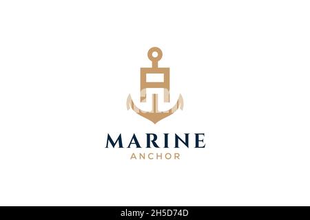 Lettera A monogramma, logotipo di Anchor. Logo dello yacht club, marittimo. Illustrazione Vettoriale