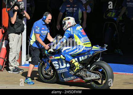 Aleix Espargaró-Suzuki MotoGP 2015 al circuito di Barcellona Catalunya, Montmeló, Spagna Foto Stock