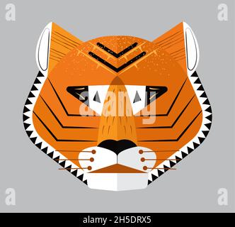 Happy Chinese Tiger New Year 2022 banner vettore. Anno asiatico della tigre. Illustrazione del poster dello sfondo di Natale Illustrazione Vettoriale