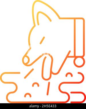 Icona vettore lineare gradiente animale domestico in vomito Illustrazione Vettoriale