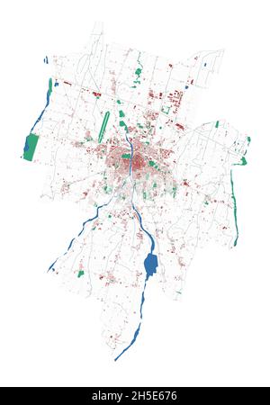 Mappa vettoriale di Parma. Mappa dettagliata dell'area amministrativa della città di Parma. Panorama urbano. Illustrazione vettoriale senza royalty. Mappa con edifici, wa Illustrazione Vettoriale