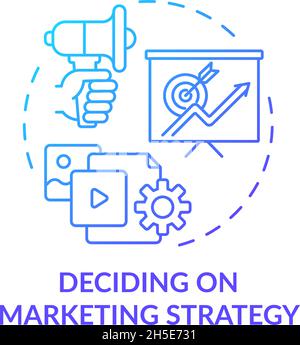 Scelta della strategia di marketing blu gradiente concetto icona Illustrazione Vettoriale