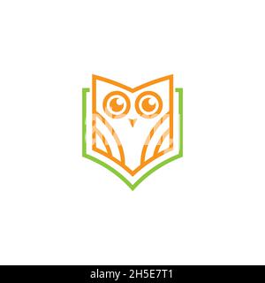 disegno vettoriale. Logo creato dalla combinazione di logo OWL e logo del libro. Illustrazione Vettoriale