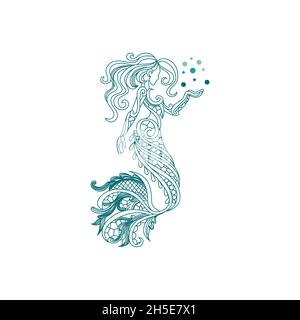 design vettoriale. logo creato da sirena con logo linea astratta. Illustrazione Vettoriale