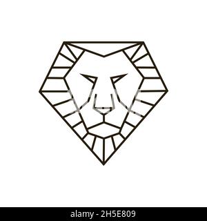 design vettoriale. logo creato dalla combinazione di logo a rombo e testa di leone. Illustrazione Vettoriale