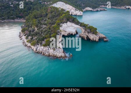 Veduta aerea della città di Vieste, parco nazionale del gargano, italia Foto Stock