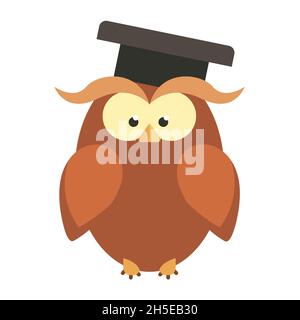 Cappuccio graduato protettivo OWL. Uccello in stile piatto. Illustrazione Vettoriale