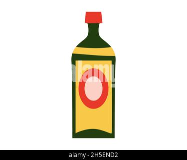 Bottiglia di Natale bevanda retrò, vintage. Illustrazione vettoriale stile cartoon flat Illustrazione Vettoriale