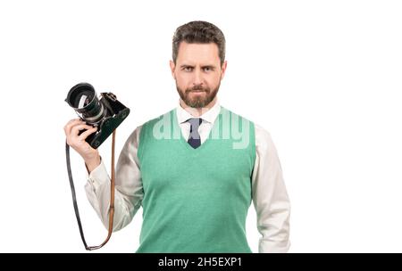 fotografia. lavoro fotografico. scattare foto. fotografo maschile. Foto Stock