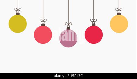 Natale palline colorate appendere ornamenti sfondo. Illustrazione del vettore. Illustrazione Vettoriale