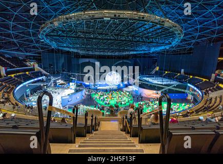 Glasgow, Scozia, Regno Unito. 9 novembre 2021. Vista interna della zona d'azione all'interno dello stadio OVO Hydro presso la sede CO26 di Glasgow. Iain Masterton/Alamy Live News. Foto Stock