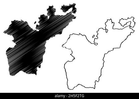 Distretto di Sukma (Stato di Chhattisgarh, divisione Bastar, Repubblica dell'India) illustrazione vettoriale della mappa, schizzo della mappa di Sukma Illustrazione Vettoriale