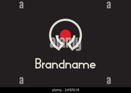 Design del logo della torcia circolare. Semplice ed esclusivo logo della torcia. Design moderno, semplice ed elegante. Illustrazione Vettoriale