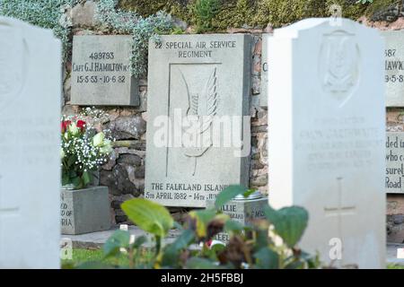 Hereford UK - 22 Special Air Service Regiment Memorial per i membri di 22 SAS che hanno perso la vita nella Guerra delle Falklands nel 1982 Foto Stock