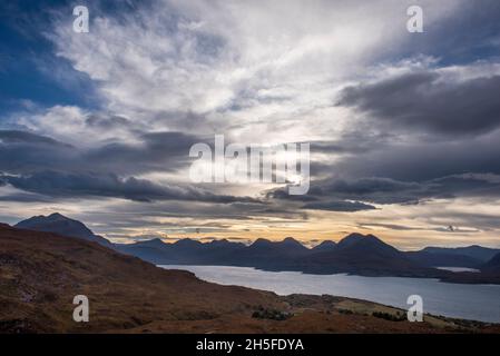 Bealach na Gaoithe View Point Scottish Highlands da Upper Loch Torridon Foto Stock