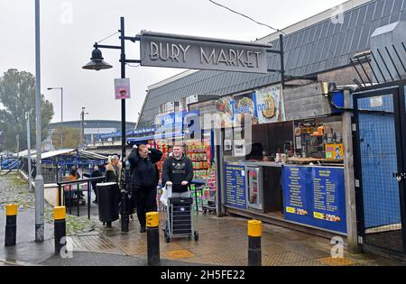 Bury Market Lancashire, Gran Bretagna, Regno Unito Foto Stock