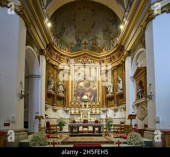 Santiago e la chiesa di San Juan Bautista. Madrid, Spagna. Foto Stock