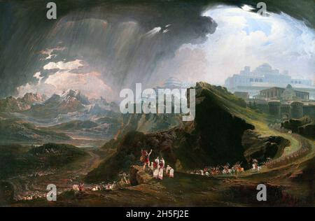 Giosuè comandò al Sole di stare ancora su Gibeon dall'artista romantico inglese John Martin (1789-1854), olio su tela, 1816 Foto Stock